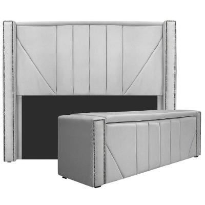 Kit Cabeceira e Calçadeira Baú Queen 160cm Suede Branco