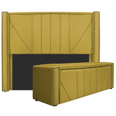 Kit Cabeceira e Calçadeira Baú Casal 140cm Suede