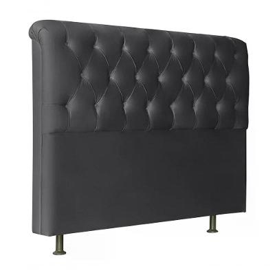 Cabeceira Solteiro 90cm Emilia Suede Preto Id Suede Preto