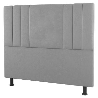 Cabeceira Cama Box Solteiro Grace 90Cm Suede Cinza Claro