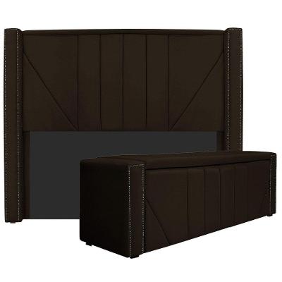 Kit Cabeceira E Calçadeira Baú Queen 160cm Corano Marrom