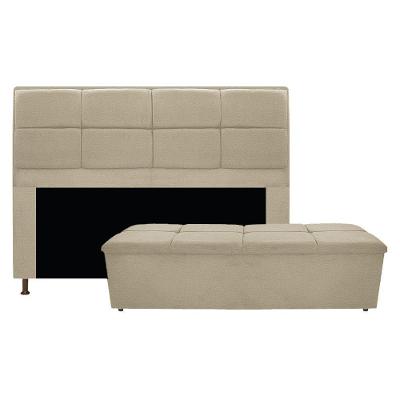 Kit Cabeceira Calçadeira Munique 160cm Corano Bege