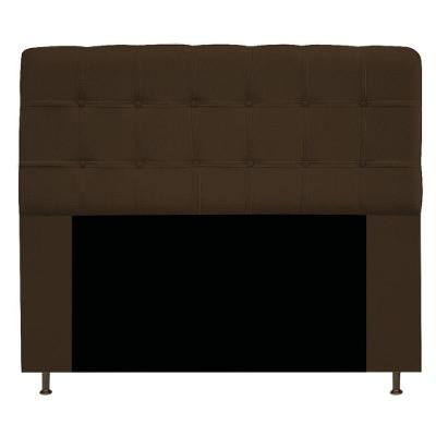 Cabeceira Estofada Mel 140cm Casal Com Botonê Suede Marrom