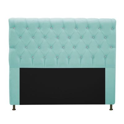 Cabeceira Estofada Cristal 195cm King Size Azul Tiffany