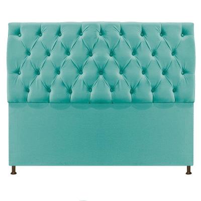 Cabeceira Sofia 140 Cm Casal Suede Azul Tiffany