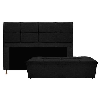 Kit Cabeceira Calçadeira Munique 160cm Corano Preto