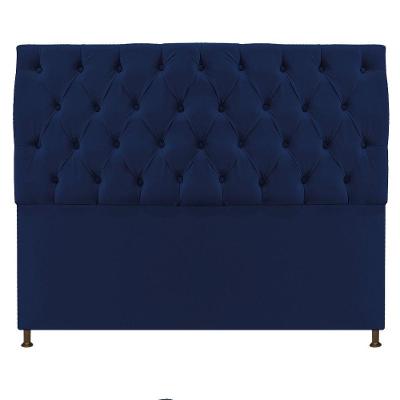 Cabeceira Sofia 140cm Casal Suede Azul Marinho