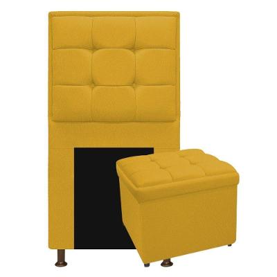 Kit Cabeceira Calçadeira Copenhague Solteiro Suede Amarelo 
