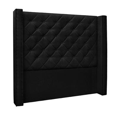 Cabeceira Queen Size 1,84m Loewe Suede Preto - Gran Belo