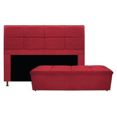 Kit Cabeceira e Calçadeira Munique 195cm King Size Vermelho