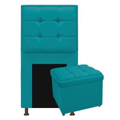 Kit Cabeceira e Calçadeira Copenhague Solteiro Suede Azul