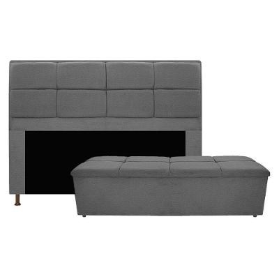 Kit Cabeceira Calçadeira Munique 195cm Corano Cinza