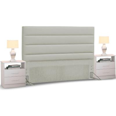 Cabeceira King Bege 195cm e 2 Mesas de Cabeceira Branco
