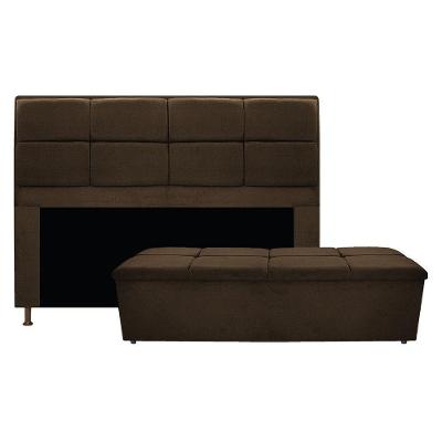 Kit Cabeceira e Calçadeira Munique 195cm King Size Marrom