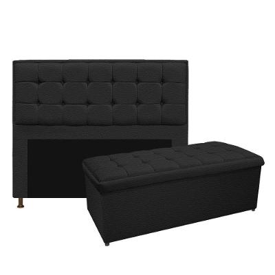 Kit Cabeceira e Calçadeira Copenhague Casal Corano Preto