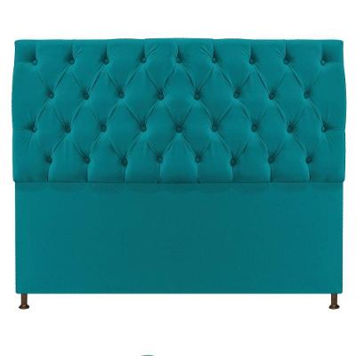 Cabeceira Sofia 140cm Casal Suede Azul Turquesa