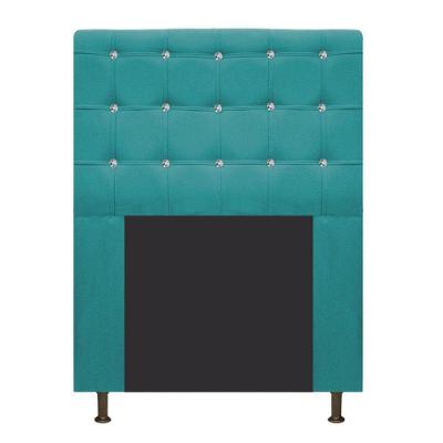 Cabeceira Estofada Dama 90cm Solteiro Com Strass Suede Azul Turquesa