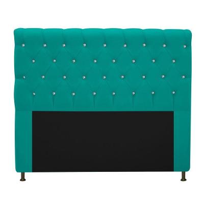 Cabeceira Estofada Cristal 195cm King Size Azul Turquesa
