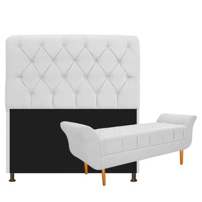 Kit Cabeceira e Recamier 195 Cm King Size Corano Branco