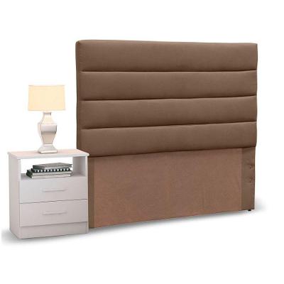 Cabeceira Solteiro 90cm Marrom e 1 Mesa de Cabeceira Branco