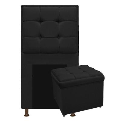 Kit Cabeceira Calçadeira Copenhague Solteiro Suede Preto