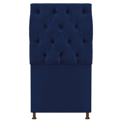 Cabeceira Sofia 90cm Solteiro Suede Azul Marinho