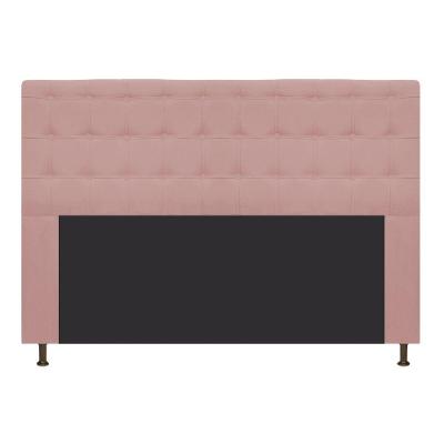 Cabeceira Estofada Dama 140cm Casal Botonê Suede Rosê