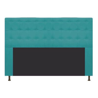Cabeceira Estofada Dama 160Cm Queen Size Suede Azul Turquesa