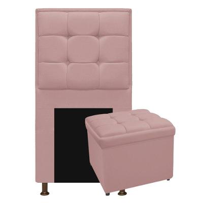 Kit Cabeceira e Calçadeira Copenhague Solteiro Suede Rosê