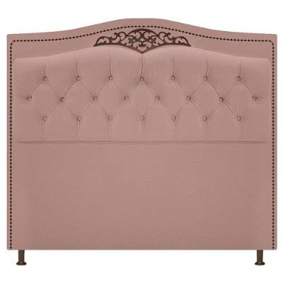Cabeceira Estofada Yasmim 195cm King Size Suede Rosê