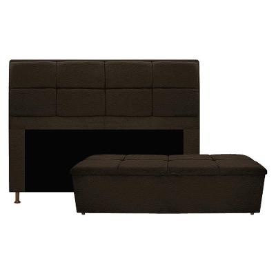 Kit Cabeceira Calçadeira Munique 160cm Corano Marrom