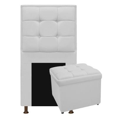 Kit Cabeceira Calçadeira Copenhague Solteiro Suede Branco