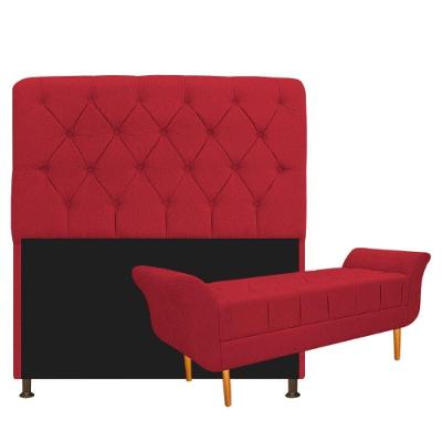 Kit Cabeceira e Recamier 160 Cm Queen Size Suede Vermelho