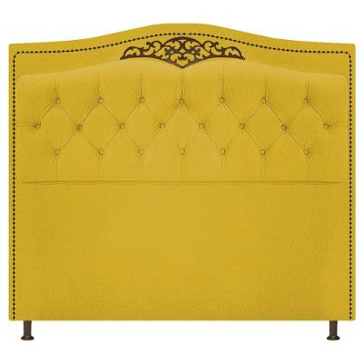 Cabeceira Estofada Yasmim 195cm King Size Suede Amarelo