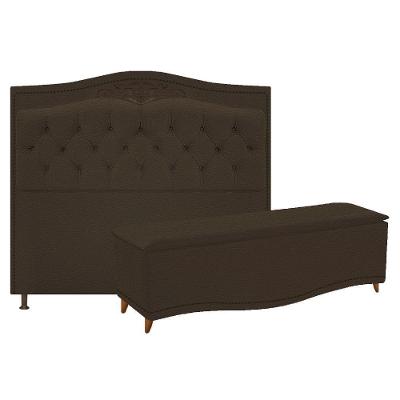 Kit Cabeceira e Calçadeira Yasmim 160cm Queen Corano Marrom