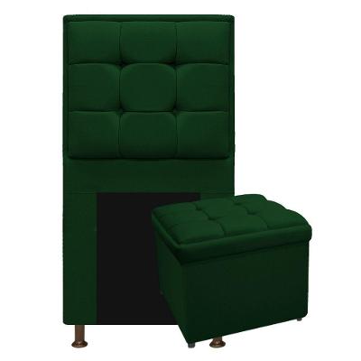Kit Cabeceira e Calçadeira Copenhague Solteiro Suede Verde