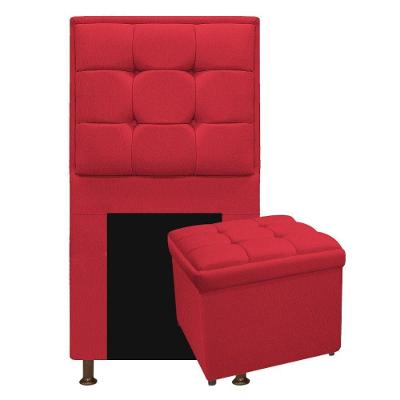 Kit Cabeceira Calçadeira Copenhague Solteiro Suede Vermelho