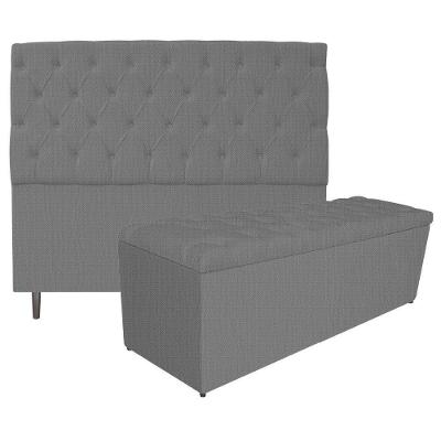 Kit Cabeceira e Calçadeira Liverpool 195 cm King Size Chumbo