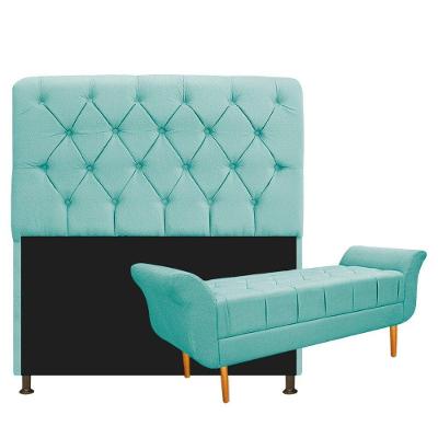 Kit Cabeceira e Recamier 160 Cm Queen Size Suede Tiffany
