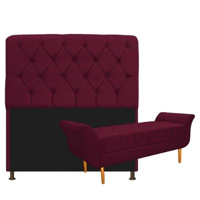 Kit Cabeceira e Recamier 160 Cm Queen Size Suede Bordô