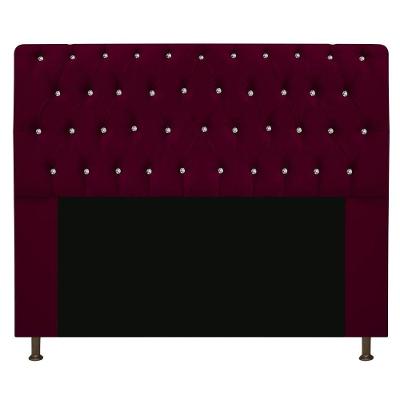 Cabeceira Estofada Lady Com Strass 160cm Queen Size Suede