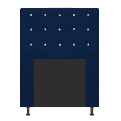 Cabeceira Estofada Dama 90 Cm Solteiro Suede Azul Marinho
