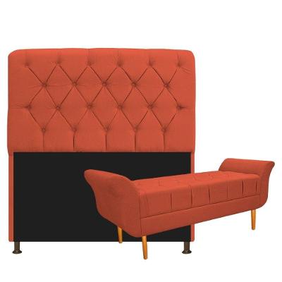 Kit Cabeceira e Recamier 160 Cm Queen Size Suede Terracota