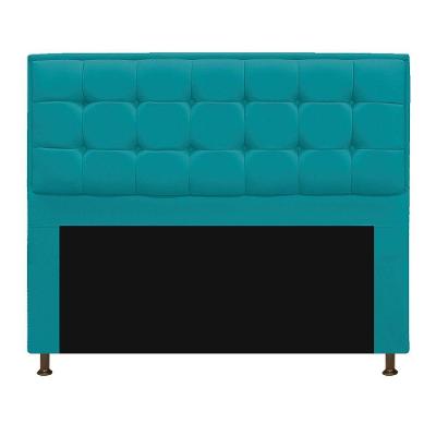 Cabeceira Copenhague 140cm Casal Suede Azul Turquesa