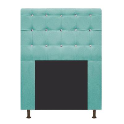 Cabeceira Estofada Dama 90cm Solteiro Com Strass Suede Azul Tiffany