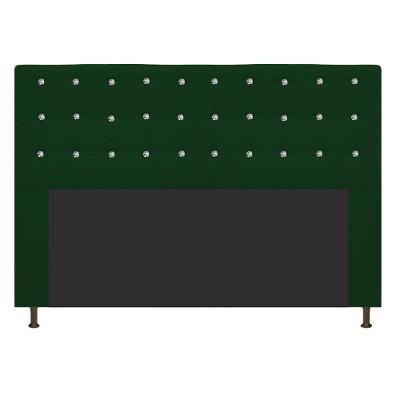 Cabeceira Estofada Dama 160cm Queen Size Strass Suede Verde