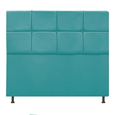 Cabeceira Estofada Damares Casal Botonê Suede Azul Turquesa