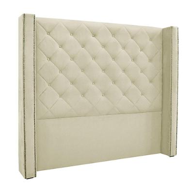 Cabeceira Queen Size 1,84m Loewe Veludo Bege - Gran Belo