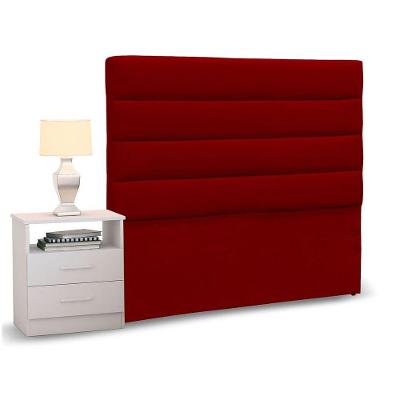Cabeceira Solteiro Vermelho e 1 Mesa de Cabeceira Branco