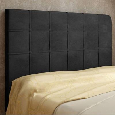 Cabeceira Veneza Cama Box King 195 Cm Suede Preto Amassado